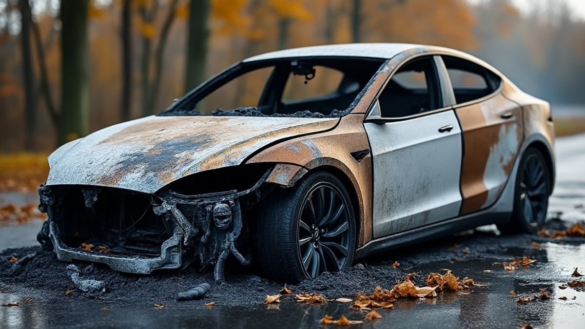 Suite d'un incendie sur voiture électrique