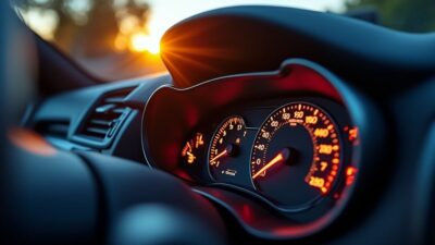 Voyants de tableau de bord au démarrage d'une voiture par temps ensoleillé