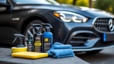 Outils automobiles, incluant polish et kits de réparation, préparés pour utilisation