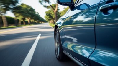 Côté d'une voiture roulant sans effort après nettoyage EGR pour efficacité