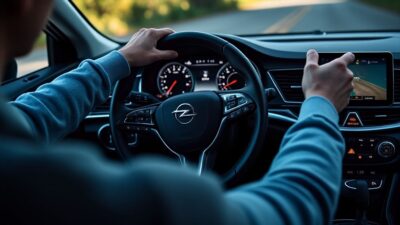 Intérieur tranquille de l'Opel Astra avec des indicateurs lumineux visibles