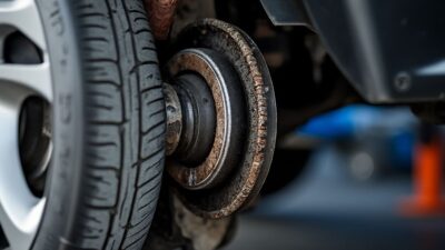 Photo en gros plan d'un joint homocinétique usé, mettant en valeur l'importance de l'entretien automobile.