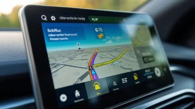 Gros plan d'un écran GPS affichant des options de route alternative pour un voyage libre.