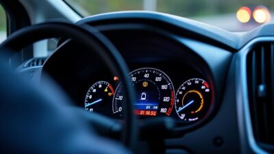 Tableau de bord Ford Transit montrant des alertes lumineuses pour la sécurité