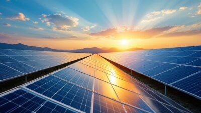 Panneaux solaires captant le soleil sur une vaste étendue chinoise, illustrant la transition écologique.