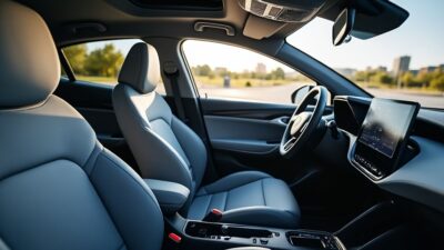Intérieur spacieux et confortable d'une voiture électrique urbaine