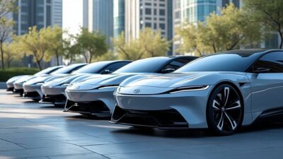 Modèles électriques futuristes Toyota dans une ville innovante de Chine