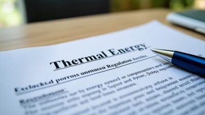 Image d'un document politique sur les nouvelles réglementations énergétiques avec un stylo