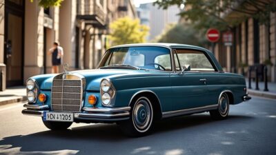Voiture vintage Mercedes Benz L stationnée dans une rue ensoleillée, démontrant son style éternel