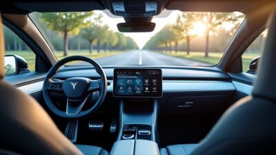 Découvrez l'intérieur sophistiqué d'une voiture électrique mettant en avant des options adaptables pour tous types de conducteurs et besoins.