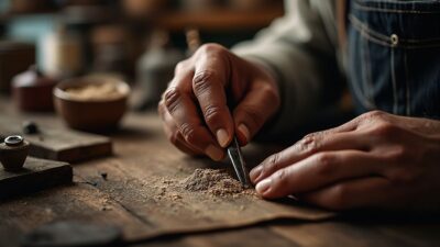Mains d'artisan façonnant une œuvre authentique et intemporelle
