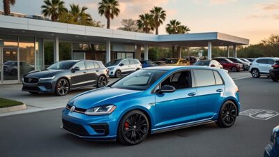 Vue aérienne de voitures utilisant différentes énergies, essence, diesel et électrique, sur un parking.