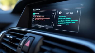 Outil de diagnostic avec code Perror visible sur le tableau de bord automobile