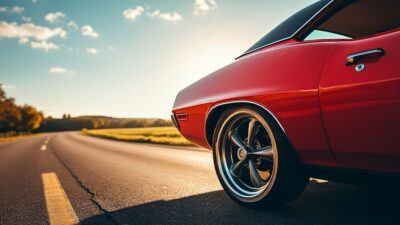 Cliché latéral d'une voiture emblématique au soleil