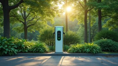 Station de recharge vue panoramique dans la nature
