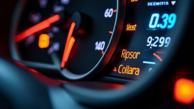 Vue rapprochée des voyants d'alerte illuminés sur le tableau de bord d'une Toyota Corolla