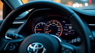 Intérieur Toyota Auris avec voyants du tableau de bord