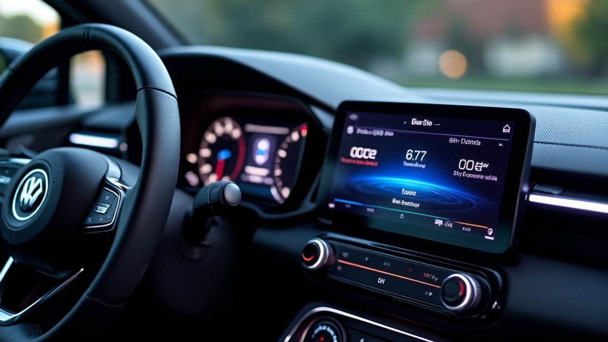 Détail du tableau de bord ID.Polo GTI avec commandes et indicateurs futuristes