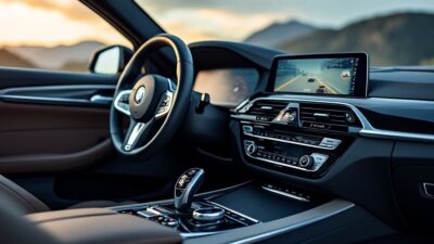 Intérieur de BMW avec tableau de bord moderne et commandes élégantes